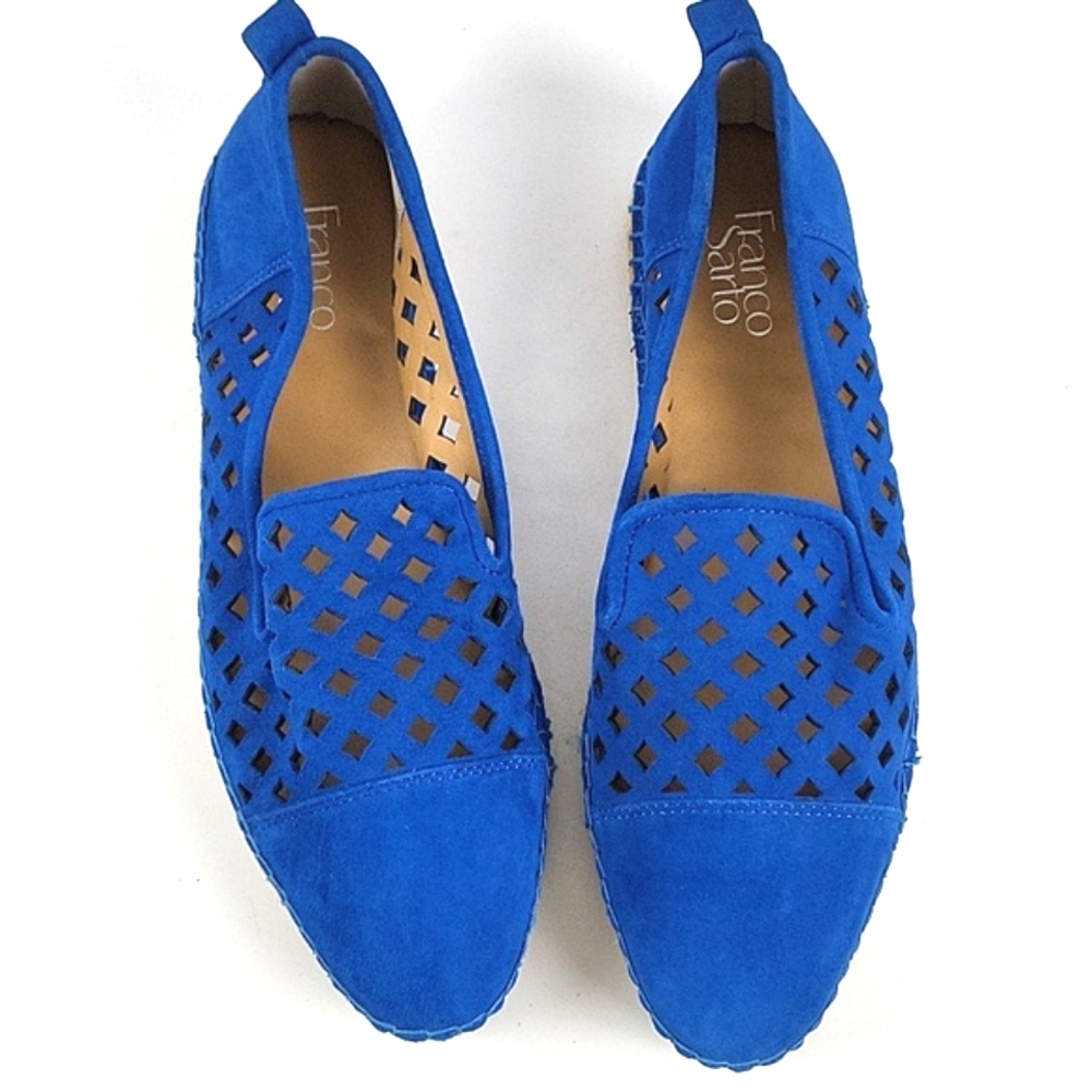 Franco Sarto Blue Suede Laser-Cut Espadrille Flats - Picture 8 of 16